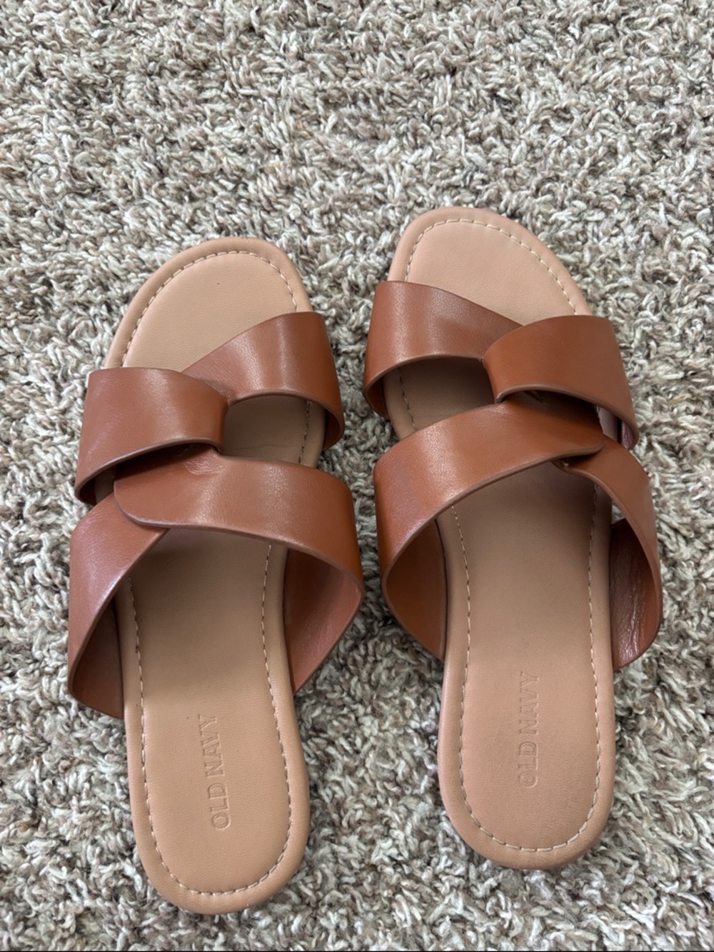 Old Navy Tan Brown Crisscross Slide Sandals